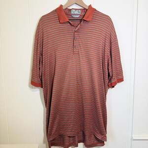 Descente International Collection Polo Shirt Mens L Striped Egyptian Cotton Golf